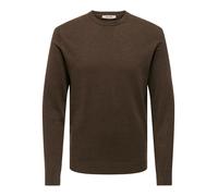 Strickpullover ONLY & SONS "ONSLOUI REG 12 MEL CREW KNIT NOOS", Herren, Gr. L, coffee bean detail:melange, Strick, Obermaterial: 60% Baumwolle, 20% Nylon, 20% Viskose, meliert, regular fit hüftlang, R