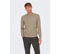 Strickpullover ONLY & SONS "ONSLOUI REG 12 MEL CREW KNIT NOOS", Herren, Gr. XL, beige (desert taupe detail:melange), Strick, Obermaterial: 60% Baumwolle, 20% Nylon, 20% Viskose, meliert, regular fit h