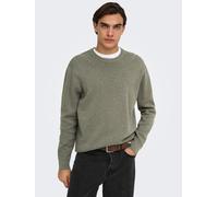Strickpullover ONLY & SONS "ONSTING RLX CREW NECK KNIT NOOS", Herren, Gr. M, castor gray, Strick, Obermaterial: 100% Baumwolle, unifarben, relaxed fit normal, Rundhals, Bündchen, Pullover Strickpullov