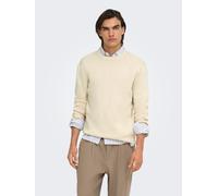 Strickpullover ONLY & SONS "ONSTING RLX CREW NECK KNIT NOOS", Herren, Gr. XL, gardenia, Strick, Obermaterial: 100% Baumwolle, unifarben, relaxed fit normal, Rundhals, Bündchen, Pullover Strickpullover