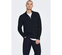 Only & Sons Strickpullover ONSPHIL Half-Zip feines Strickmuster 88% Baumwolle Navy L
