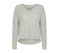 Strickpullover OXMO "Strick-V-Pullover OXKatla", Damen, Gr. XL, grau (aqua gray), Obermaterial: 58% Viskose LENZING ECOVERO CV LenzEcov. 42% Polyester PES., unifarben, mini, V-Ausschnitt, Pullover Str