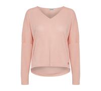 Strickpullover OXMO "Strick-V-Pullover OXKatla", Damen, Gr. XL, weiß (coral cloud), Obermaterial: 58% Viskose LENZING ECOVERO CV LenzEcov. 42% Polyester PES., unifarben, mini, V-Ausschnitt, Pullover S
