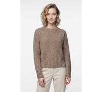 Strickpullover PEPE JEANS "ASHLEY CREW", Damen, Gr. XL, beige (schwarz stone beige), Strick, Obermaterial: 65% Polyester, 28% Polyacryl, 5% Wolle, 2% Elasthan, unifarben, hüftbedeckend, Rundhals, Ripp