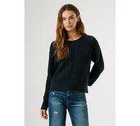 Strickpullover PEPE JEANS "CANDIDE", Damen, Gr. L, blau (dulwich blau), Strick, Obermaterial: 60% Baumwolle, 40% Polyacryl, unifarben, Rundhals, Strickbündchen, Pullover Strickpullover, mit Lochmuster