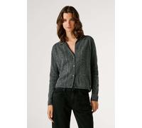 Strickpullover PEPE JEANS "cardigan ELAINE CARDIGAN", Damen, Gr. M, grau (marl grau), 81% Polyester, 7% Acryl, 7% Polyamid, 5% Wolle, Pullover Strickpullover (63015057-M) marl grau