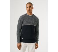 Strickpullover PEPE JEANS "PENN", Herren, Gr. L, blau (dulwich blau), Strick, Obermaterial: 100% Baumwolle, mehrfarbig, regular fit, Rundhals, Rippstrickbündchen, Pullover Strickpullover, mit Rundhals