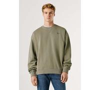 Strickpullover PEPE JEANS "sweatshirt GEO CREW SMALL LOGO", Herren, Gr. M, grün (palm grün), 100% Baumwolle, Pullover Strickpullover (21674338-M) palm grün