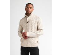 Strickpullover PETROL INDUSTRIES, Herren, Gr. XL, beige (antique weiß melee), Strick, Obermaterial: 57% Polyacryl, 38% Baumwolle, 5% Nylon, meliert, regular fit hüftbedeckend, tiefer V-Ausschnitt, Rip