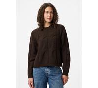 Strickpullover PIECES "PCJENNA LS O-NECK CABLE KNIT NOOS BC", Damen, Gr. XL, hot fudge, Strick, Obermaterial: 79% Polyester, 13% Polyacryl, 5% Wolle, 3% Elasthan, unifarben, regular fit normal, Rundha
