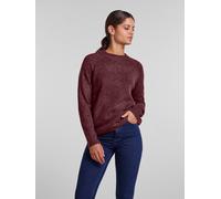 Strickpullover PIECES "PCJULIANA LS O-NECK KNIT NOOS BC", Damen, Gr. XS, lila (tawny port), Strick, Obermaterial: 82% Polyester, 15% Polyacryl, 3% Elasthan, unifarben, regular fit hüftlang, Rundhals,