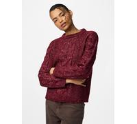 Strickpullover PIECES "PCNINA LS O-NECK KNIT NOOS BC", Damen, Gr. S, lila (tawny port), Strick, Obermaterial: 82% Polyester, 14% Polyacryl, 4% Wolle, unifarben, regular fit hüftlang, Rundhals, Pullove