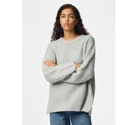 Strickpullover PIECES "PCTINA LS O-NECK KNIT NOOS", Damen, Gr. M, light grau melange, Strick, Obermaterial: 42% Nylon, 27% Polyester, 16% Polyacryl, 12% Wolle, 3% Elasthan, unifarben, normal, Rundhals