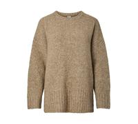 Strickpullover PIECES "PCTINA LS O-NECK KNIT NOOS", Damen, Gr. XL, greige detail:melange, Strick, Obermaterial: 42% Nylon, 27% Polyester, 16% Polyacryl, 12% Wolle, 3% Elasthan, meliert, normal, Rundha