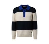 Strickpullover PIERRE CARDIN, Herren, Gr. L, blau (salute), Strick, Obermaterial: 75% Baumwolle, 25% Polyamid, colorblocking, normal normal, ohne Ausschnitt, Bündchen, Pullover Strickpullover, mit Pol