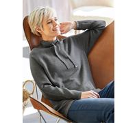 Strickpullover "Pullover", Damen, Gr. 34, grau (grau, meliert), 100% Baumwolle, B.C. BEST CONNECTIONS BY HEINE, unifarben, Pullover Strickpullover (16194229-34) grau, meliert