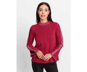 Strickpullover "Pullover", Damen, Gr. 46, rot, 50% Baumwolle, 50% Polyacryl, RICK CARDONA BY HEINE, gemustert, mehrfarbig, unifarben, Pullover Strickpullover (76194846-46) rot