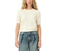Strickpullover QS, Damen, Gr. S (36), ecru, Strick, Obermaterial: 50% Baumwolle, 50% Polyacryl, unifarben, normal hüftbedeckend, Rundhals, Bündchen, Pullover Strickpullover, Halbarm und in Waben-Optik