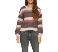 Strickpullover QS, Damen, Gr. S, braun (powder pink stripes), Strick, Obermaterial: 50% Polyester, 32% Polyacryl, 18% Polyamid, gestreift, regular fit taillenbedeckt, Rundhals, Rippbündchen, Pullover