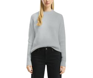 Strickpullover QS, Damen, Gr. XL, light grau, Strick, Obermaterial: 85% Polyester, 13% Polyacryl, 2% Elasthan, unifarben, lässig geschnitten hüftbedeckend, Rundhals, Pullover Strickpullover, mit Stehk