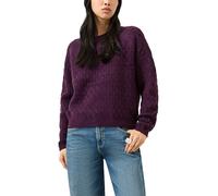 Strickpullover QS, Damen, Gr. XL, lila (schwarz berry cordial), Strick, Obermaterial: 68% Polyester, 32% Polyacryl, unifarben, regular fit hüftlang, Rundhals, Bündchen, Pullover Strickpullover, Kruzer