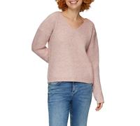 Strickpullover QS, Damen, Gr. XXL, pink (powder pink), Strick, Obermaterial: 100% Baumwolle, meliert, regular fit taillenbedeckt, V-Ausschnitt, Rippbündchen, Pullover Strickpullover, in Melange Optik