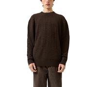 Strickpullover QS, Herren, Gr. L, braun (schwarz braun), Strick, Obermaterial: 52% Ramie, 28% Polyester, 20% Polyamid, unifarben, regular fit hüftbedeckend, Rundhals, Flachstrickbündchen, Pullover Str