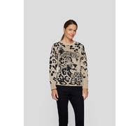 Strickpullover RABE, Damen, Gr. 38, beige (macadamia), Strick, Obermaterial: 50% Baumwolle, 50% Polyacryl, Jacquardmuster, animal-print, regular fit hüftbedeckend, Rundhals, Pullover Strickpullover, m