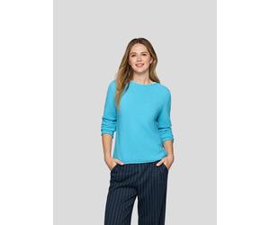 Strickpullover RABE, Damen, Gr. 38, türkis, Strick, Obermaterial: 52% Polyester, 42% Baumwolle, 6% sonstige Fasern, unifarben, tailliert hüftbedeckend, Rundhals, Rollkante, Pullover Strickpullover, in