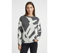 Strickpullover RABE, Damen, Gr. 42, grau (granit), Strick, Obermaterial: 50% Polyester, 30% Viskose, 20% Polyamid, gemustert, normal hüftbedeckend, Rundhals, Pullover Strickpullover, mit grafischem Mu
