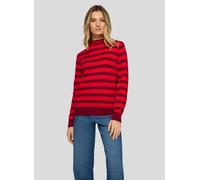 Strickpullover RABE, Damen, Gr. 50, rot (merlot), Strick, Obermaterial: 50% Polyester, 30% Viskose, 20% Polyamid, gestreift, tailliert hüftbedeckend, Rundhals, Flachstrickbündchen, Pullover Strickpull