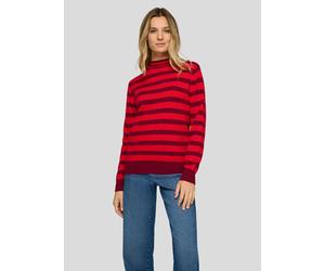 Strickpullover RABE, Damen, Gr. 50, rot (merlot), Strick, Obermaterial: 50% Polyester, 30% Viskose, 20% Polyamid, gestreift, tailliert hüftbedeckend, Rundhals, Flachstrickbündchen, Pullover Strickpull