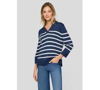Strickpullover RABE "Pullover", Damen, Gr. 40, dunkelblau, 41%Baumwolle 40%Polyacryl 19%Polyester, geringelt, gerade, gerader Abschluss, Pullover Strickpullover (60468208-40) dunkelblau