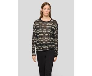 Strickpullover RABE "Pullover", Damen, Gr. 40, schwarz, 43%Viskose, 31%Polyester, 26%Metallic Garn, geringelt, gerade, gerader Abschluss, Pullover Strickpullover (18387136-40) schwarz