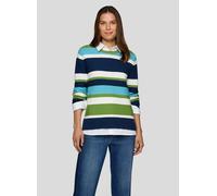 Strickpullover RABE "Pullover", Damen, Gr. 42, bunt (dunkelblau), 50%Baumwolle, 50%Polyacryl, geringelt, gerade, gerader Abschluss, Pullover Strickpullover (59136940-42) dunkelblau