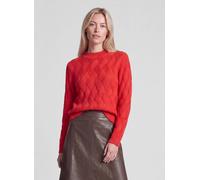 Strickpullover RABE "Pullover", Damen, Gr. 42, rot, Obermaterial: 55% Baumwolle, 25% Viskose, 15% Polyamid, 5% Wolle, Strukturmuster, gerade, Pullover Strickpullover (49523052-42) rot