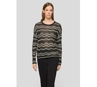 Strickpullover RABE "Pullover", Damen, Gr. 42, schwarz, 43%Viskose, 31%Polyester, 26%Metallic Garn, geringelt, gerade, gerader Abschluss, Pullover Strickpullover (18387136-42) schwarz