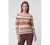 Strickpullover RABE "Pullover", Damen, Gr. 44, beige (braun), Obermaterial: 50% Baumwolle, 50% Polyacryl, geringelt, schmal, Pullover Strickpullover (83681130-44) braun
