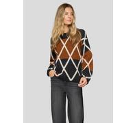 Strickpullover RABE "Pullover", Damen, Gr. 44, schwarz, 60%Polyacryl, 33%Polyester, 7%Alpaka, gemustert, gerade, gerader Abschluss, Pullover Strickpullover (20541626-44) schwarz