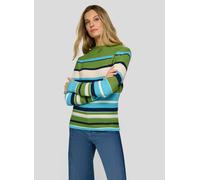 Strickpullover RABE "Pullover", Damen, Gr. 44, türkis, 50%Baumwolle, 50%Polyacryl, geringelt, tailliert, gerader Abschluss, Pullover Strickpullover (28111225-44) türkis