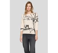 Strickpullover RABE "Pullover", Damen, Gr. 46, beige, 65%Baumwolle, 35%Polyamid, geblümt, gerader Abschluss, Pullover Strickpullover (90263613-46) beige