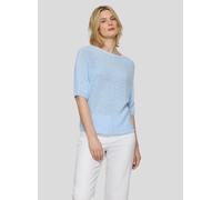 Strickpullover RABE "Pullover", Damen, Gr. 48, blau (hellblau), 72% Baumwolle, 28% Polyester, unifarben, Pullover Strickpullover (49695601-48) hellblau