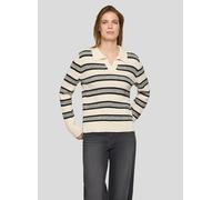 Strickpullover RABE "Pullover", Damen, Gr. 50, beige, Obermaterial: 55% Baumwolle, 40% Polyacryl, 5% Polyester, geringelt, gerade, Pullover Strickpullover (31661021-50) beige
