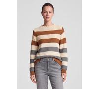 Strickpullover RABE "Pullover", Damen, Gr. 50, braun, Obermaterial: 70% Polyacryl, 30% Baumwolle, geringelt, gerade, Pullover Strickpullover (81757367-50) braun