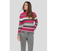 Strickpullover RABE "Pullover", Damen, Gr. 52, pink, 50%Baumwolle, 50%Polyacryl, geringelt, gerader Abschluss, Pullover Strickpullover (55598300-52) pink