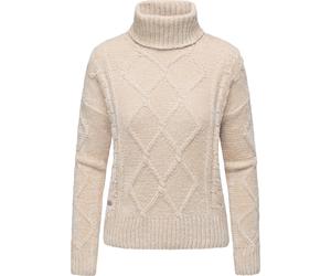 Strickpullover RAGWEAR "Janna Short", Damen, Gr. S (36), ecru, Material: 100% Polyester, gerade hüftbedeckend, Rundhals, Ärmel ohne Ärmelschlitz Rippbündchen, Pullover Strickpullover, Gestrickter gemu