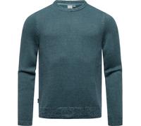 Strickpullover RAGWEAR "Larrs", Herren, Gr. L (52), blau (dunkelblau), Obermaterial: 60% Baumwolle, 40% Polyacryl, gerade hüftlang, Rundhals, Ärmel ohne Ärmelschlitz Rippbündchen krempelbar, Pullover