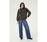 Strickpullover KAFFE "Strickpullover KAwilma", Damen, Gr. M, braun (braun, schwarz animal knit), Obermaterial: 46% Polyacryl PAN. 45% Nylon NY. 5% Wolle mw. 4% Elasthan EL., Pullover Strickpullover (4