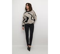 Strickpullover KAFFE "Strickpullover KAwilma", Damen, Gr. L, grau (blurry circle pattern), Obermaterial: 46% Polyacryl PAN. 45% Nylon NY. 5% Wolle mw. 4% Elasthan EL., Pullover Strickpullover (5896746