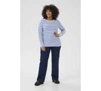 Strickpullover KAFFE CURVE "Strickpullover KCninka", Damen, Gr. M, blau (blau, chalk stripe), Obermaterial: 100% Baumwolle CO., Pullover Strickpullover (10354242-M) blau, chalk stripe